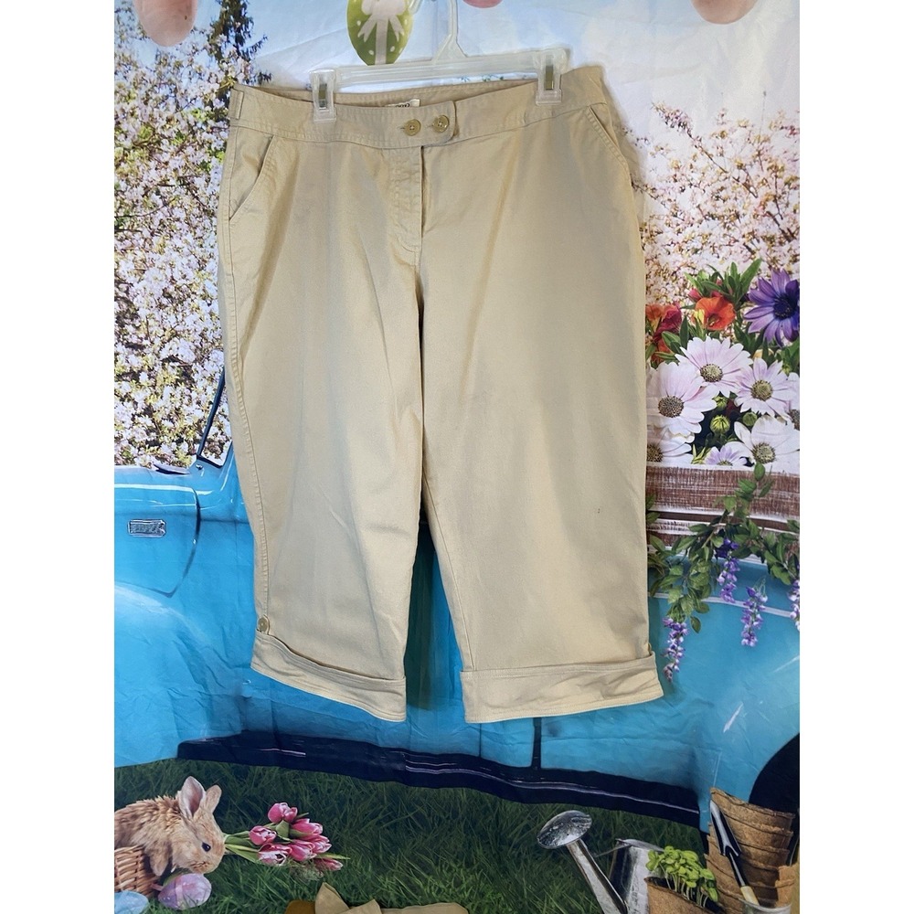 Cato Khaki Stretch capri pants 16W Pockets EUC